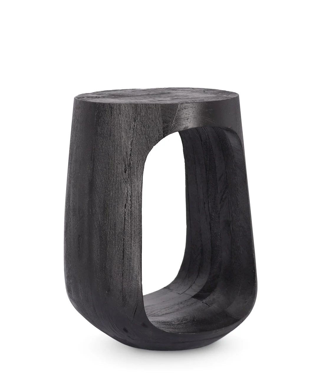 Beistelltisch Lopez aus Mangoholz, skandinavisch modern, rund, schwarz, Ø 33 cm - Bizzotto