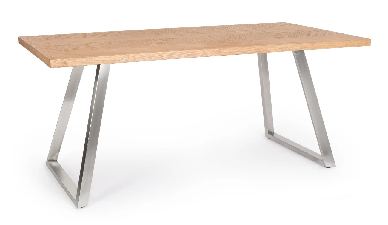 Esstisch Dukat MDF und Metall, modern rechteckig, silber natur, 180x90 cm, für 6-8 Personen