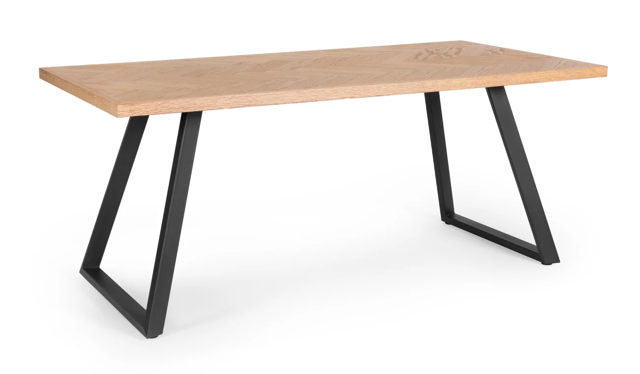 Esstisch Dukat aus MDF, modern rechteckig, Schwarz und Natur, für 6–8 Personen, 180x90 cm - Bizzotto