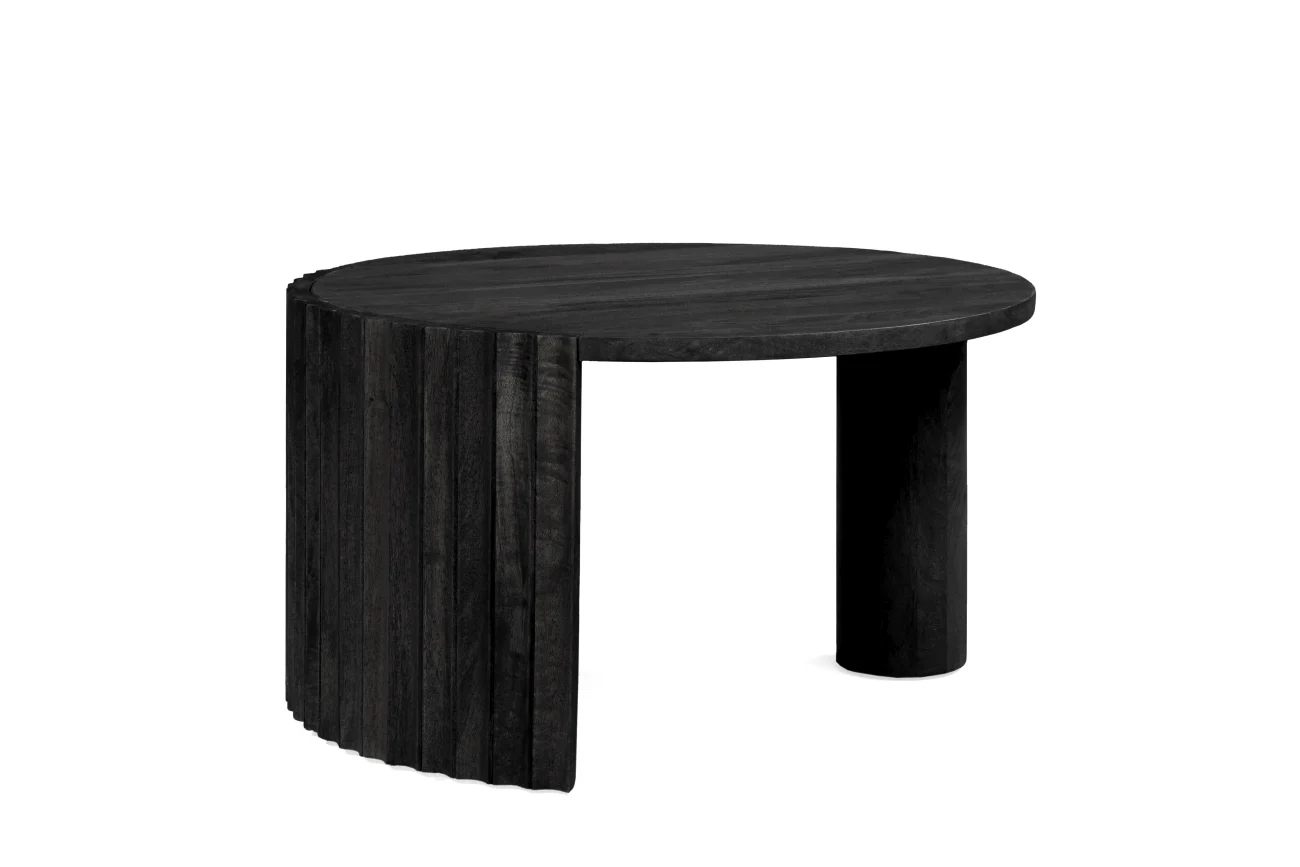 Couchtisch Orissa aus Mangoholz, modern rundes Design, schwarz, Ø 80 cm, hochwertige Verarbeitung - Bizzotto