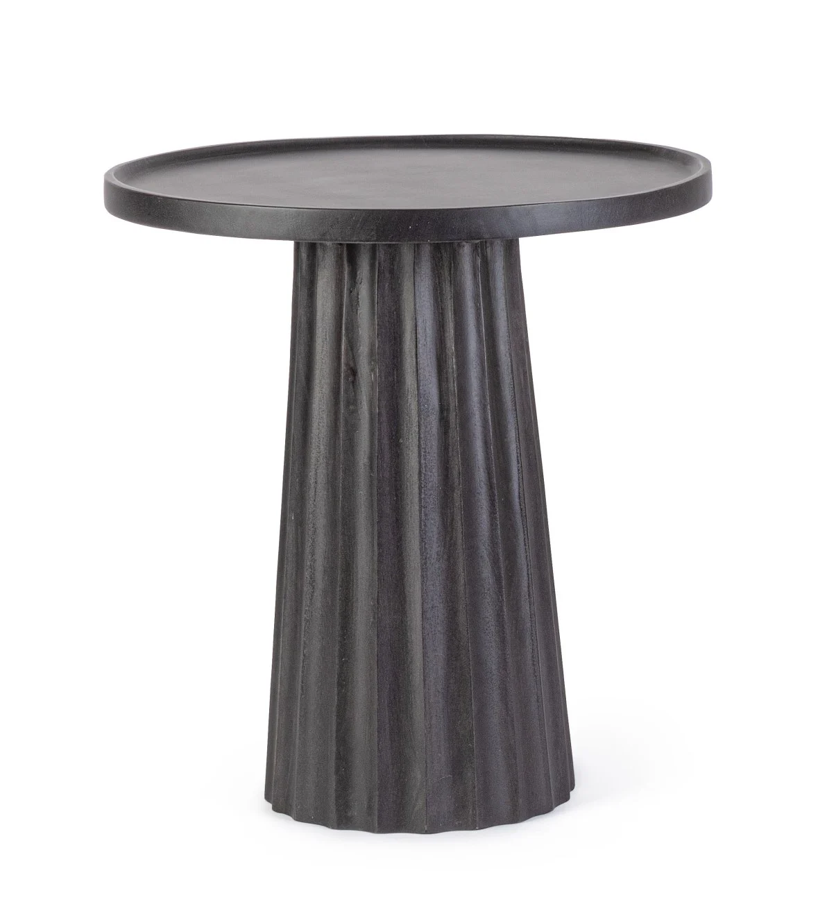 Couchtisch Orissa Mangoholz, modern rund, Schwarz, Mittelfuß, Ø 46 cm, hochwertige Verarbeitung - Bizzotto