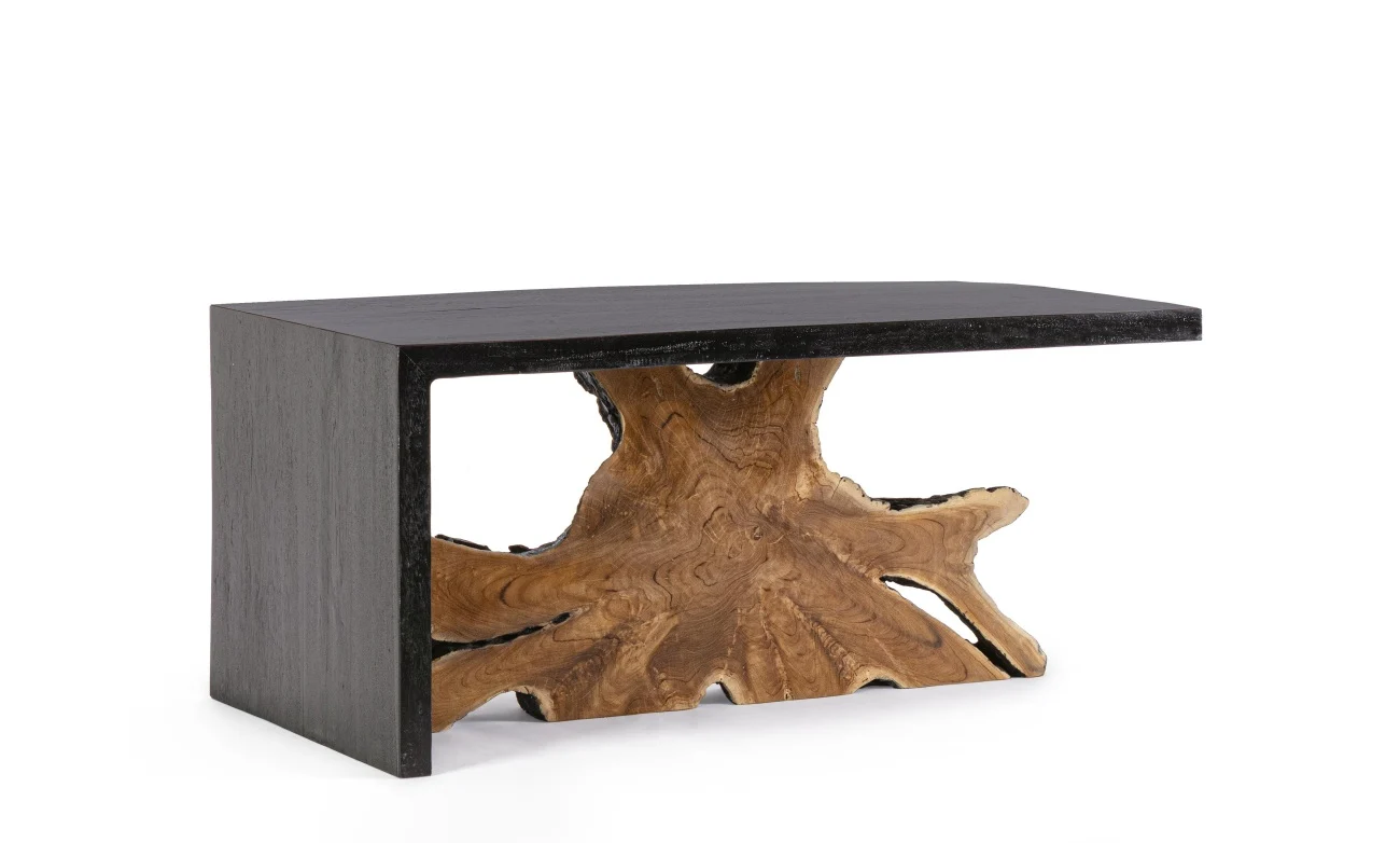 Couchtisch Sherwood aus Teakholz und Suar-Holz, modern, schwarz natur, 110x60 cm