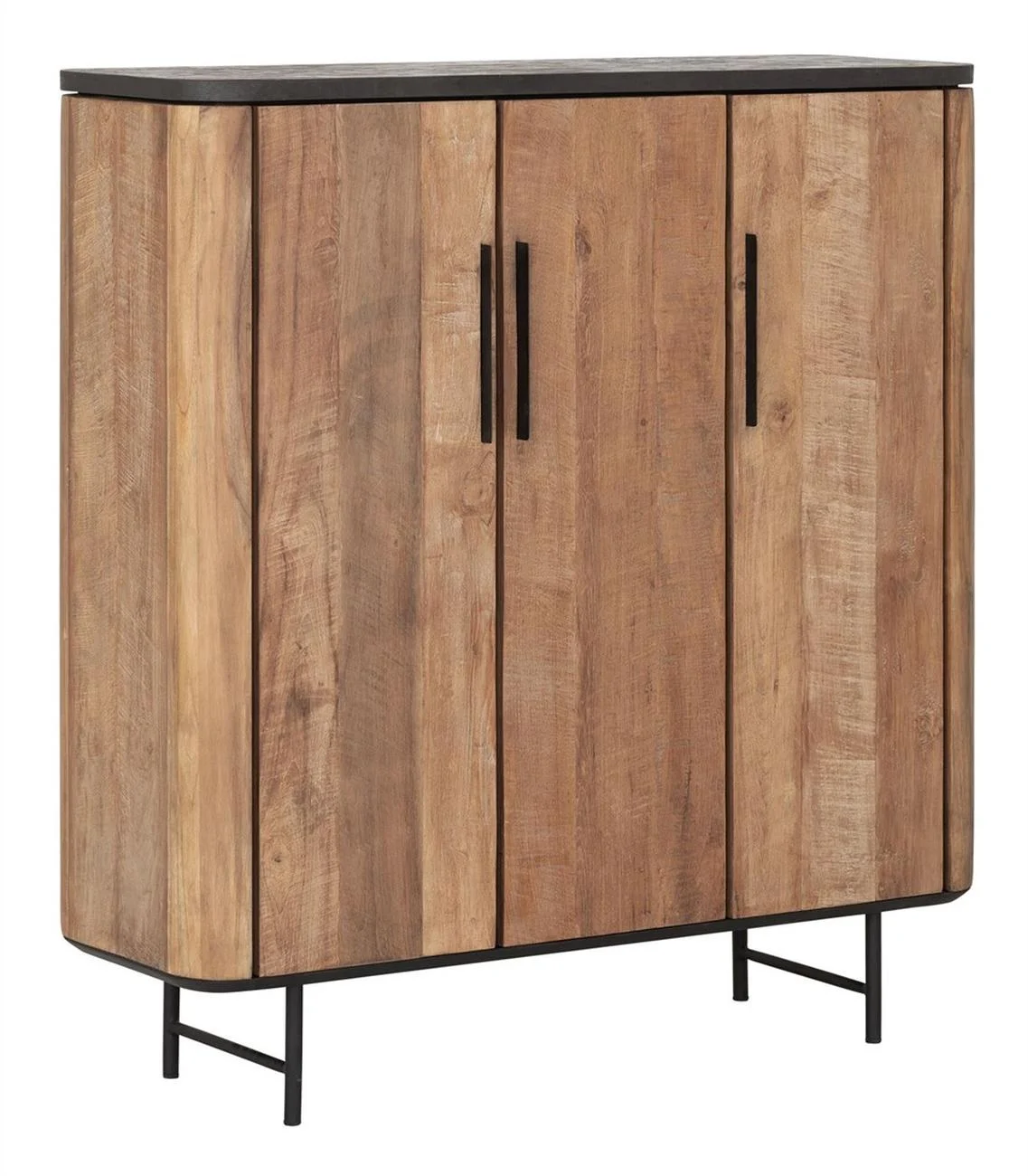 Highboard Soho aus recyceltem Teakholz, modernes Design, natur, 120 cm breit, Metallgestell - dtp Home