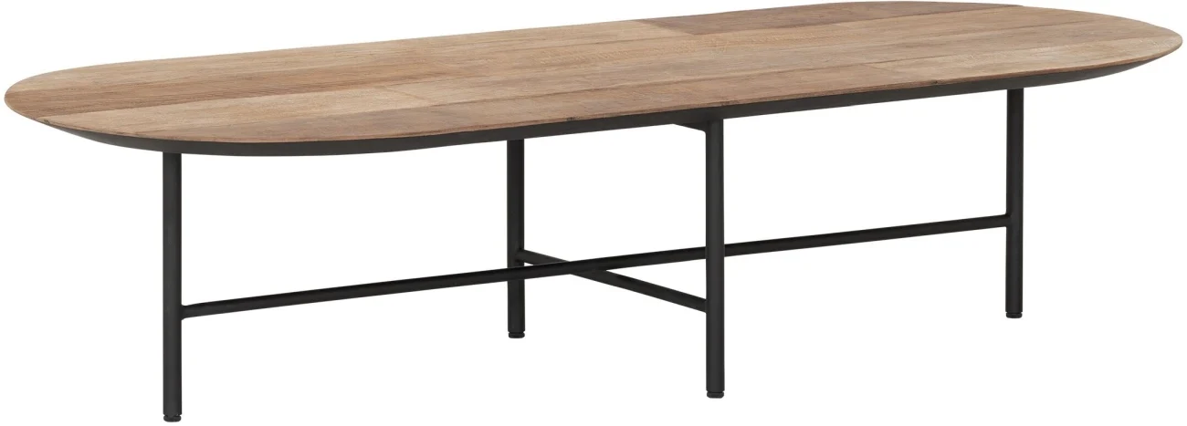 Couchtisch Soho aus recyceltem Teakholz, ovales Design, modern industrial, natur, Metallgestell - dtp Home