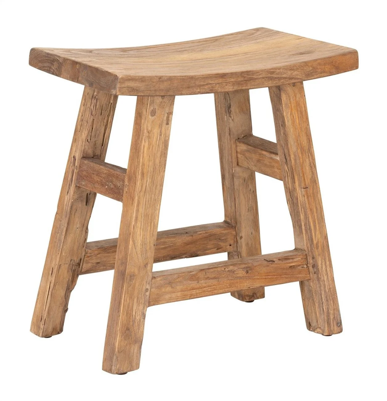 Hocker Shanghai aus Teakholz, massives Design, rechteckig, natur, für dein Zuhause - Must Living