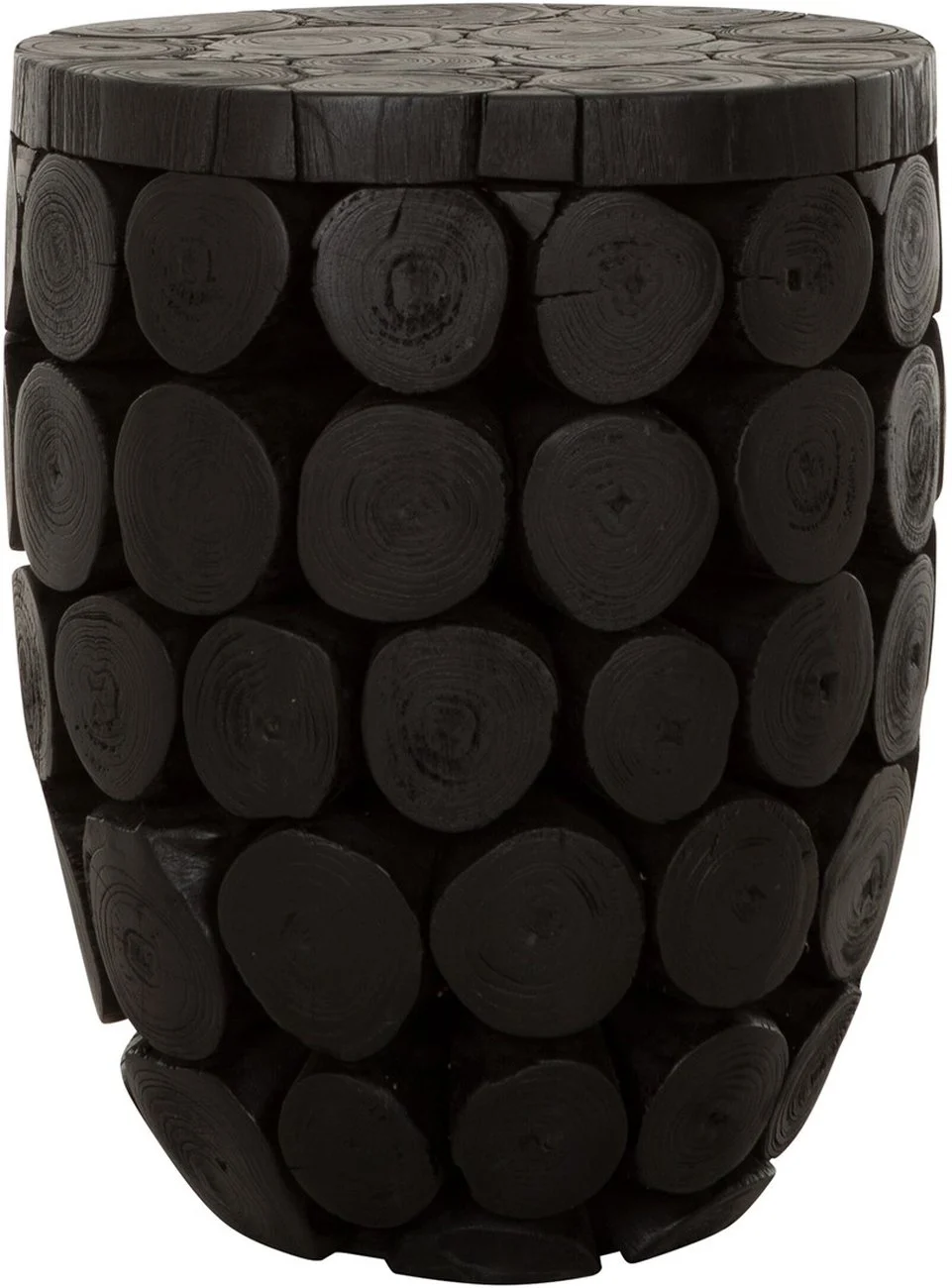 Beistelltisch Cone aus Teakholz, massives Design, rund, schwarz, Ø 36 cm, geölte Oberfläche - Must Living