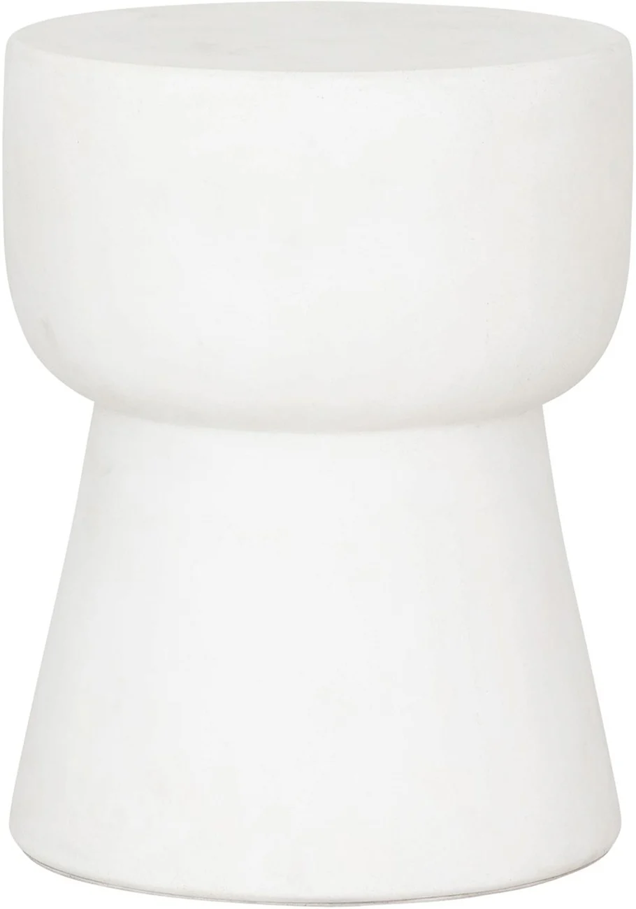 Hocker Motto aus Faserzement, rundes Design, modern, weiß, Ø 35 cm, robust und vielseitig - Must Living