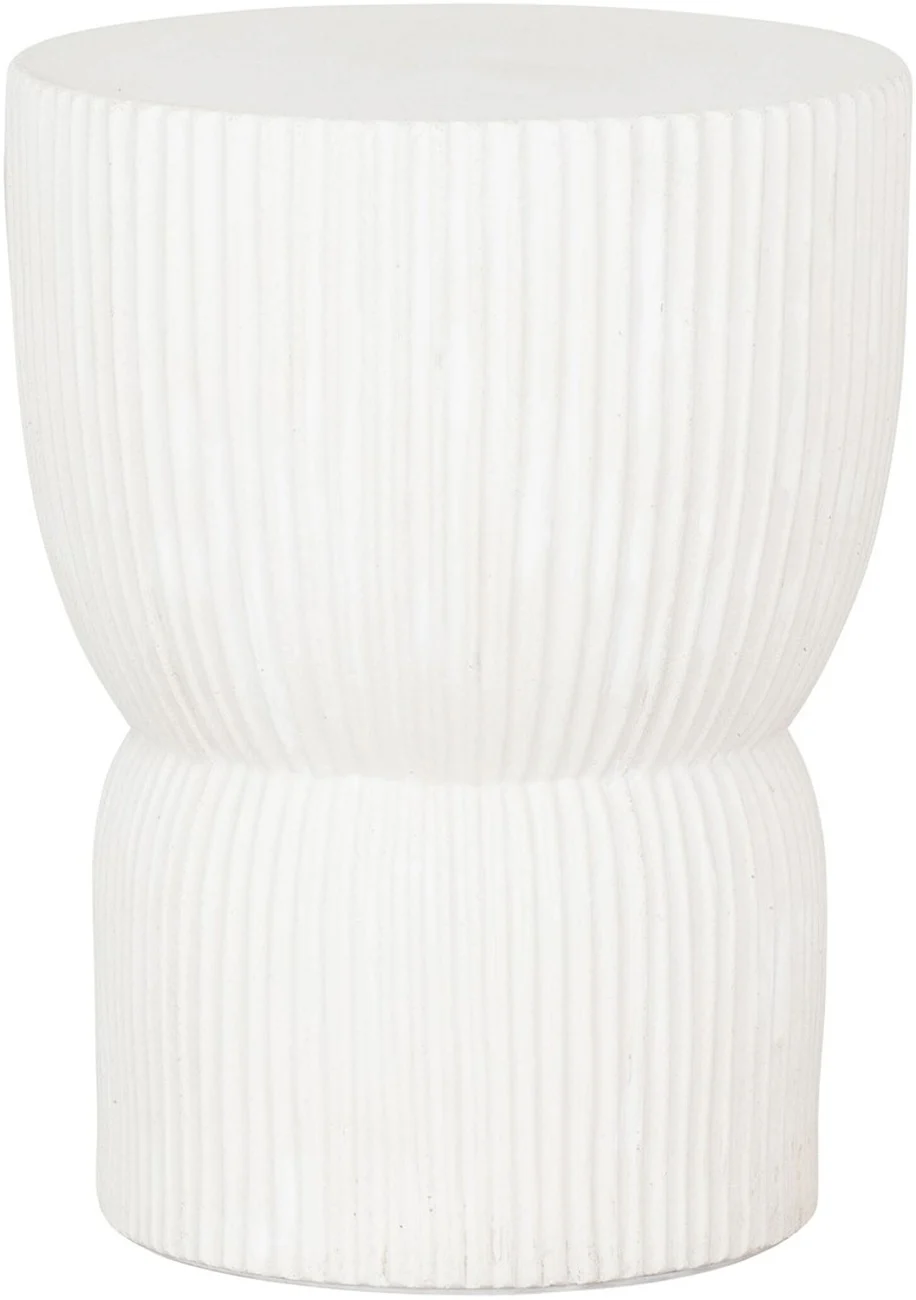 Hocker Fluted aus Faserzement, modern rundes Design, weiß, Ø 30 cm, für Indoor - Must Living