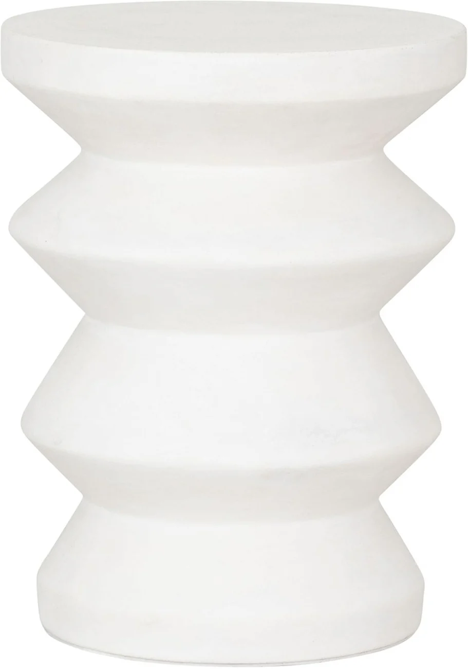 Hocker Zig Zag aus Faserzement, modern und rund, weiß, Ø 34 cm, für dein Zuhause - Must Living