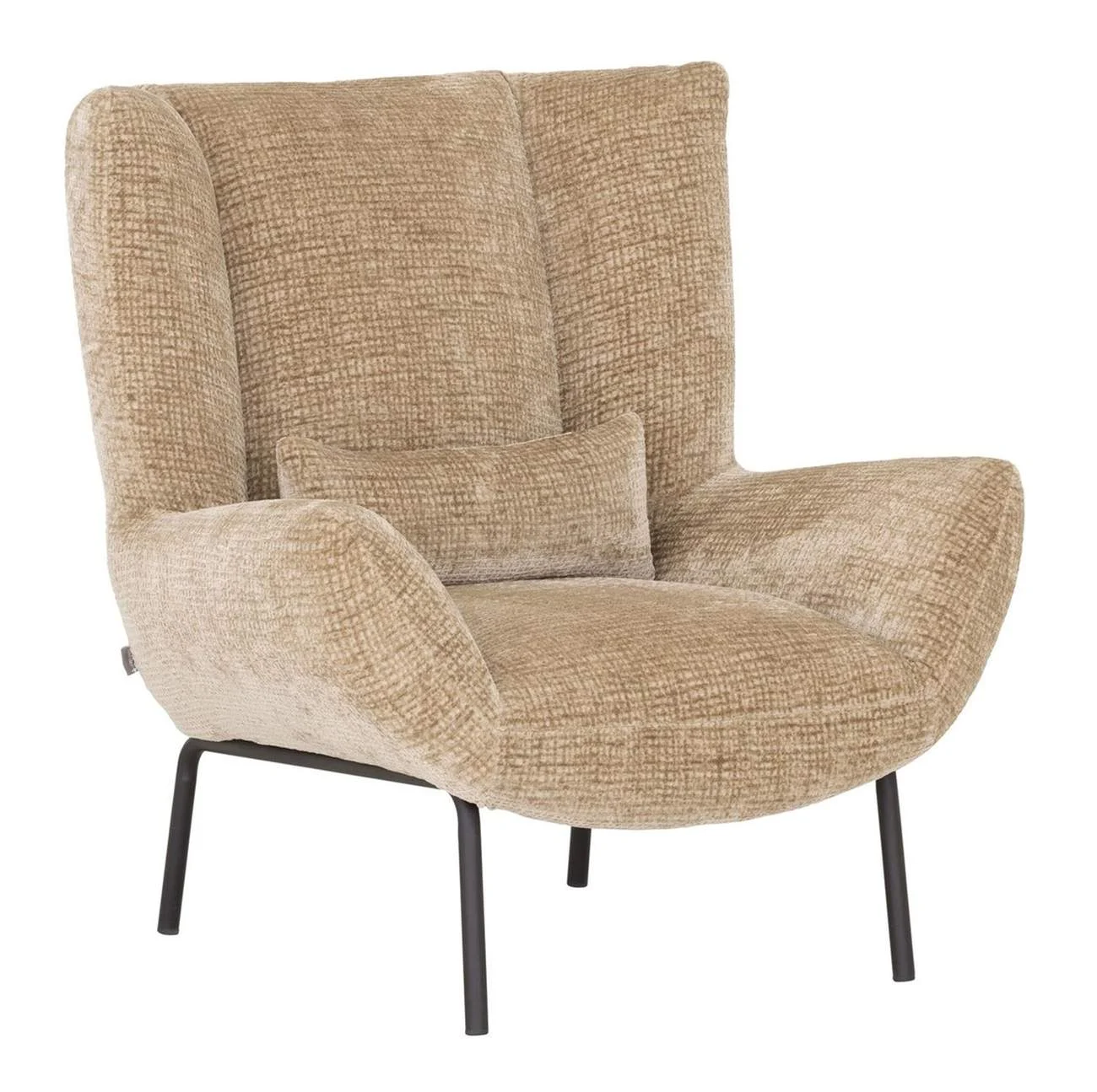 Sessel Astro aus Stoff, Retro Chic Design, Sand, gepolstert, Gestell Metall schwarz - Must Living