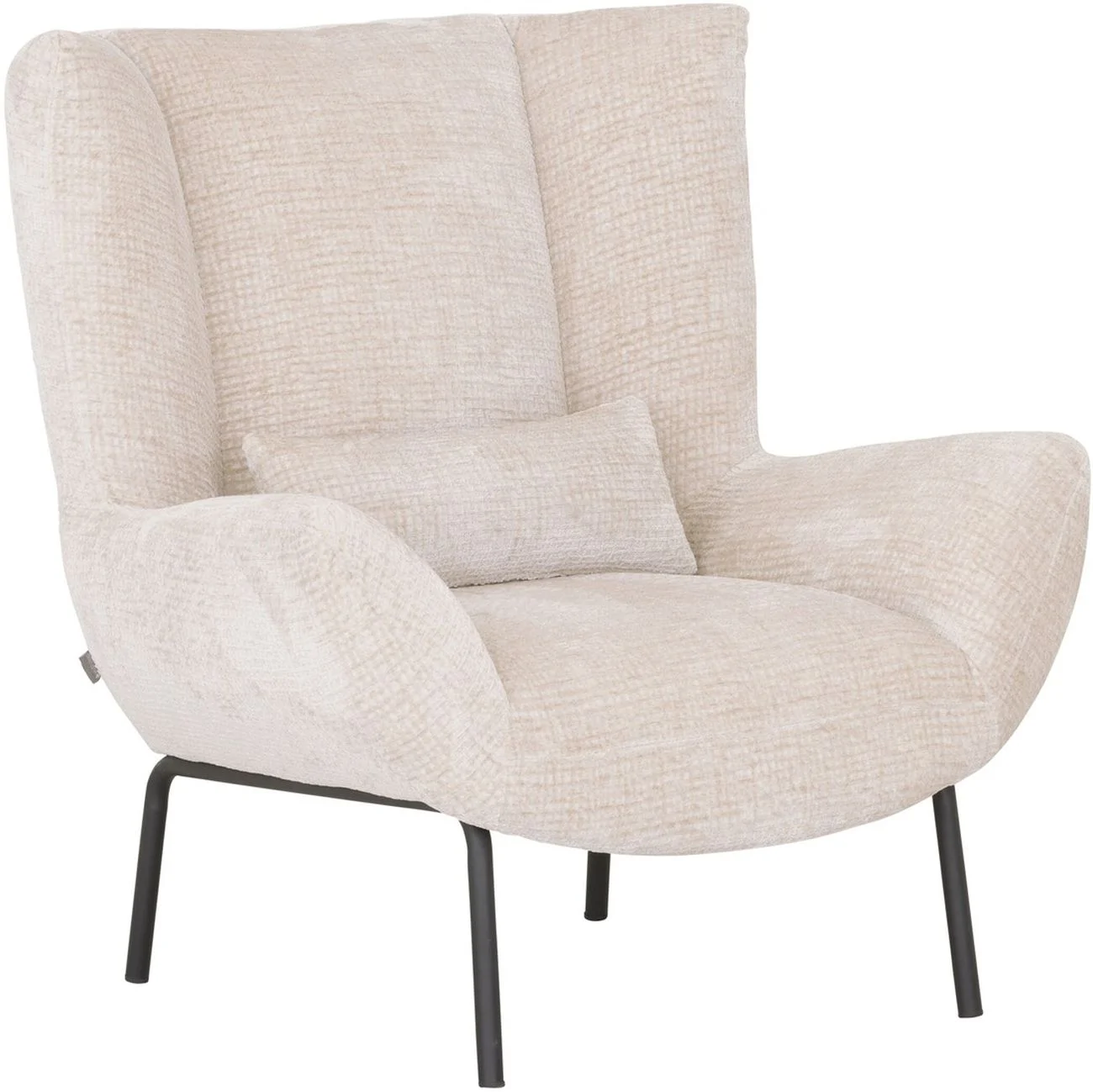 Sessel Astro aus Stoff, Retro Chic Design, Natur, gepolstert, Metallgestell schwarz - Must Living