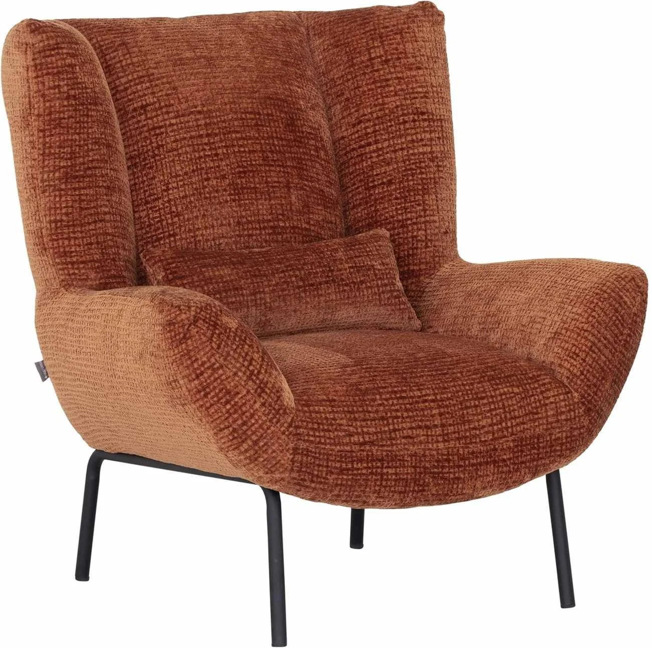 Sessel Astro aus Stoff, Retro Chic Design, Braun Cinnamon, gepolstert, Metallgestell schwarz - Must Living