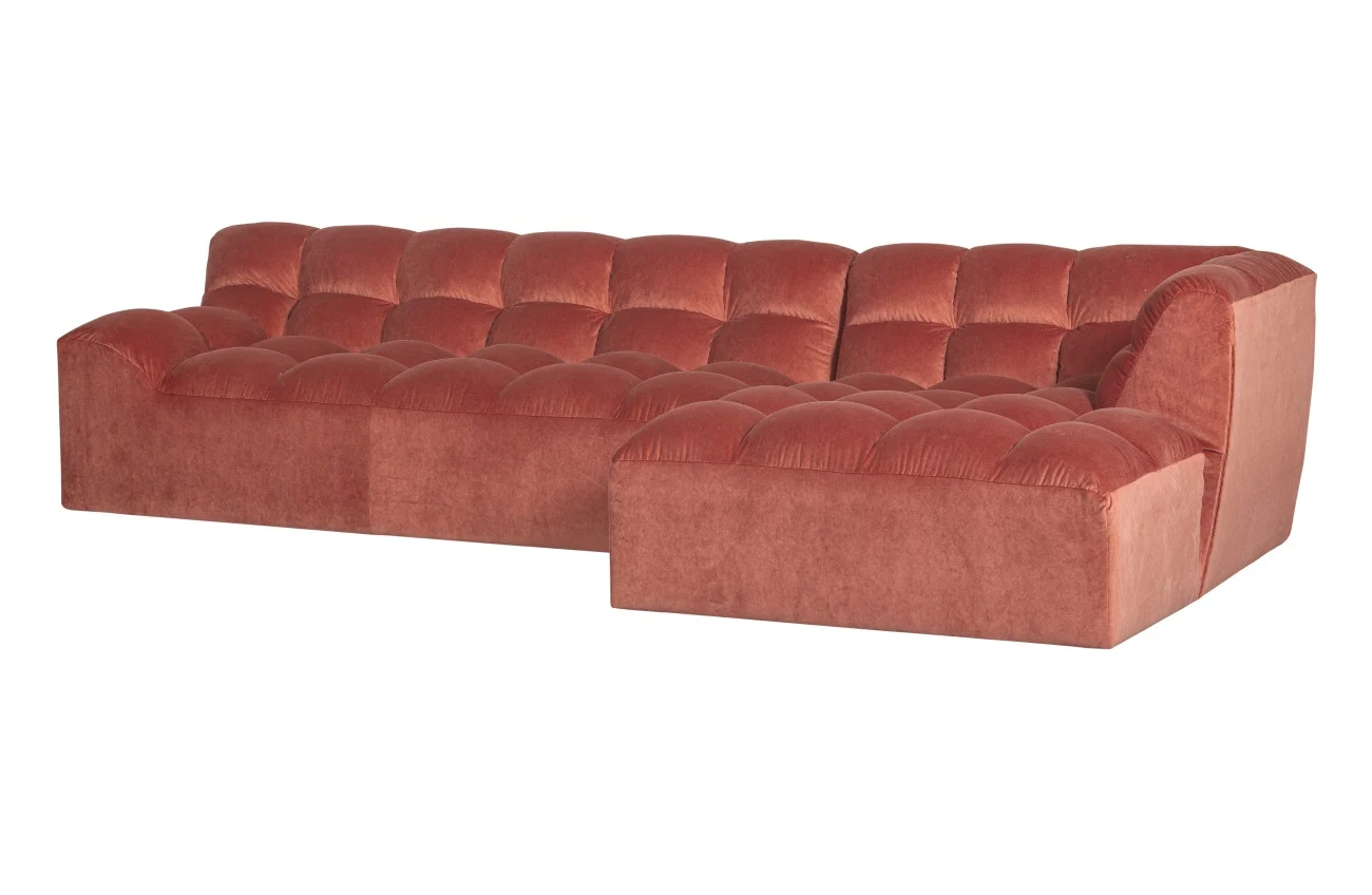 Ecksofa Allure aus Samt, modern und weich, rechts, Blush Rosa, großzügige Sitzfläche - Woood