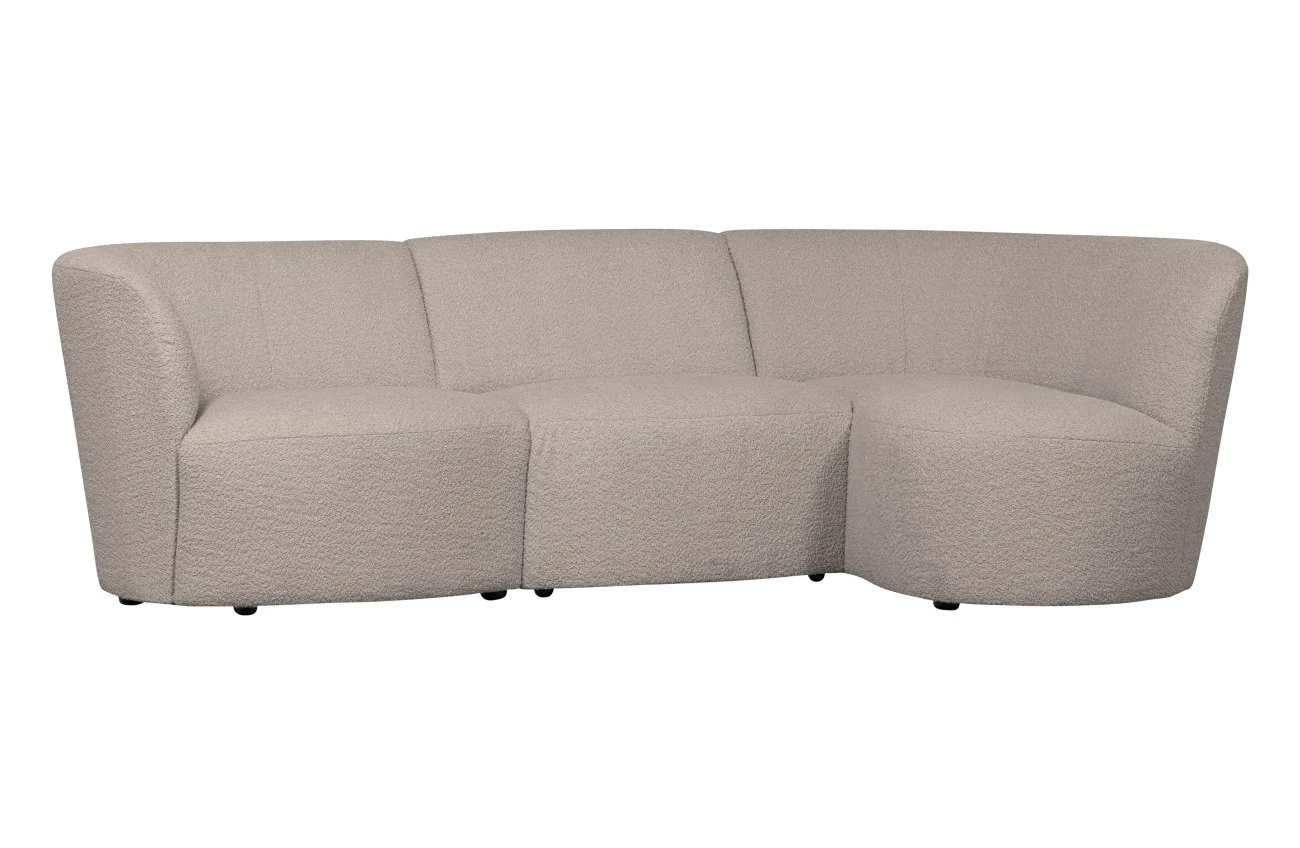 Ecksofa Coco aus Bouclé-Stoff, modernes Design, rechts, sandfarben, 3-4 Sitzplätze