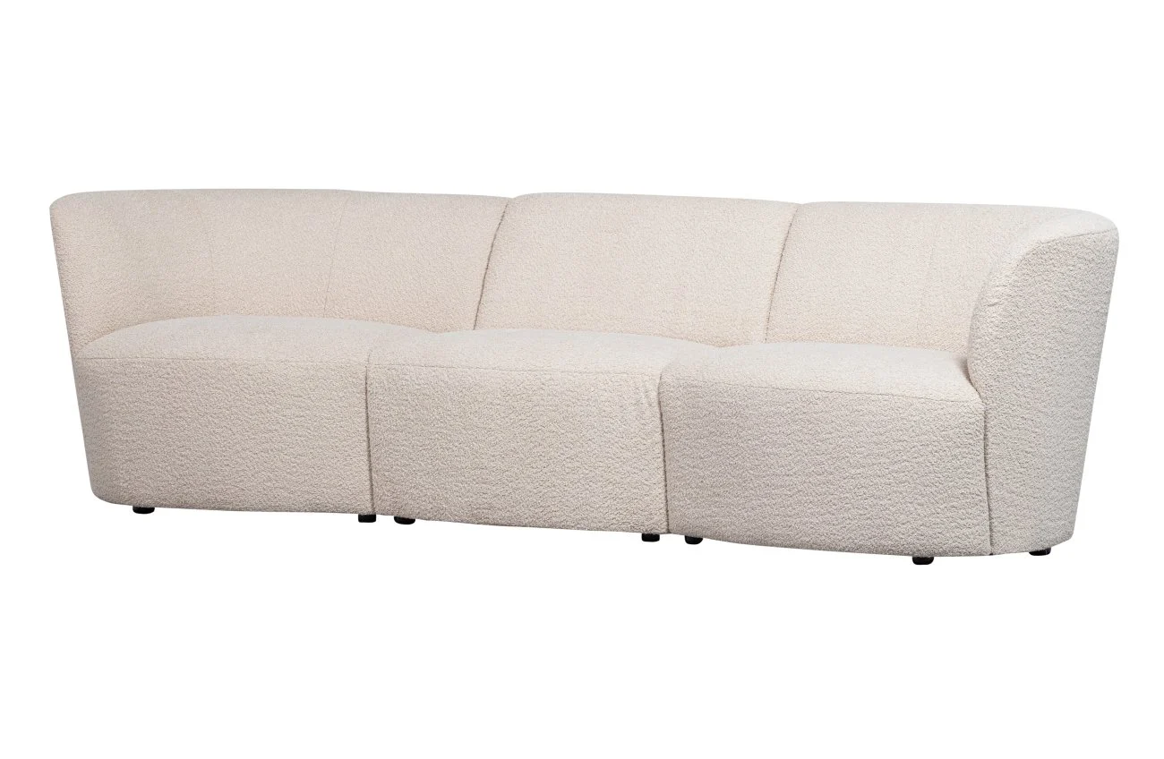 Sofa Coco aus Boucle-Stoff, modern und gepolstert, creme, für 3–4 Personen, elegante Textur