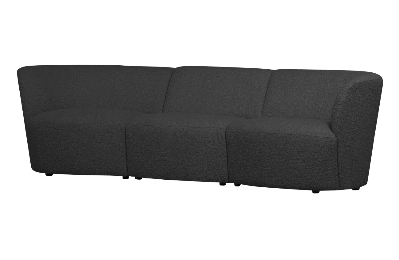 Sofa Coco aus Boucle-Stoff, modern und gepolstert, dunkelgrau, für 3–4 Personen