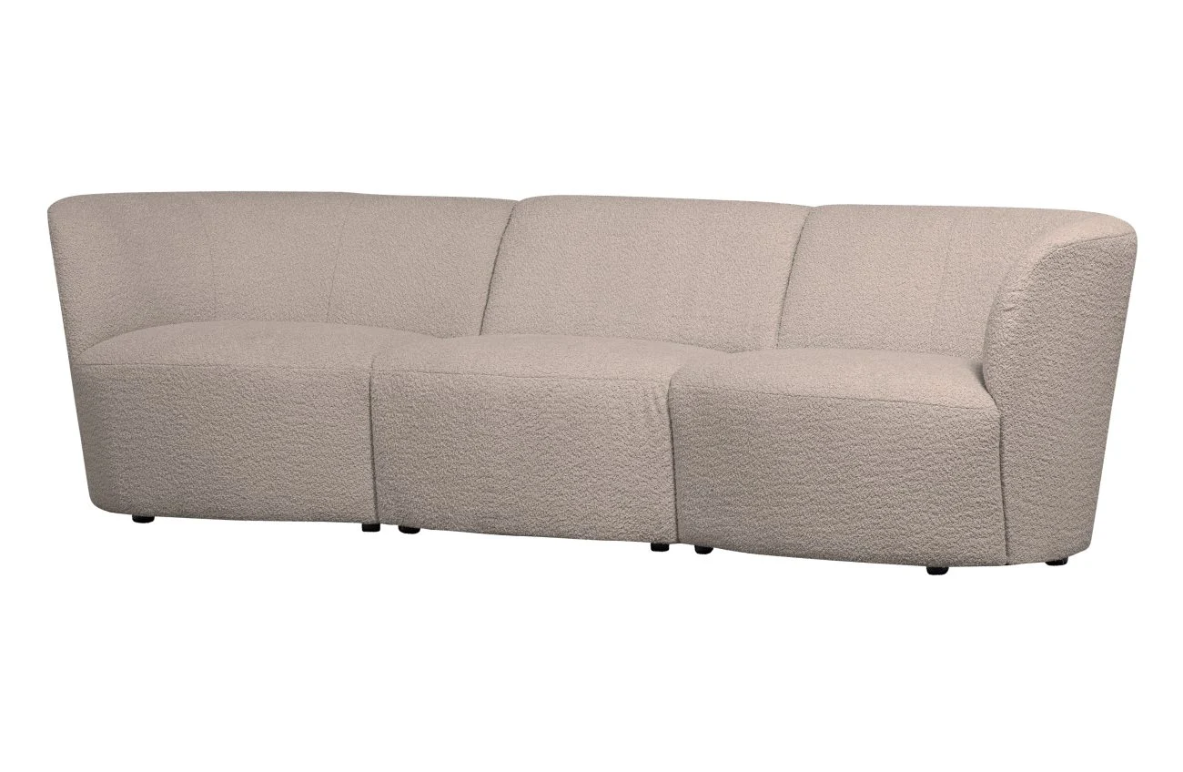 Sofa Coco Bouclé-Stoff, modern gepolstert, Sand, elegantes Design für 3–4 Personen