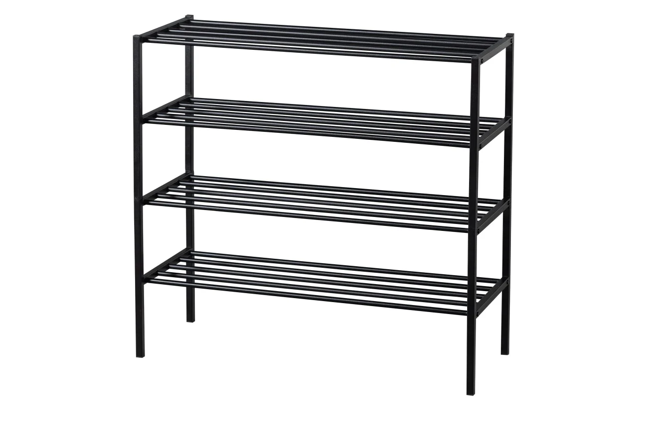 Schuhregal Ferro aus Metall, pulverbeschichtet, modern, schwarz, pflegeleicht, 85x35x40 cm - Woood