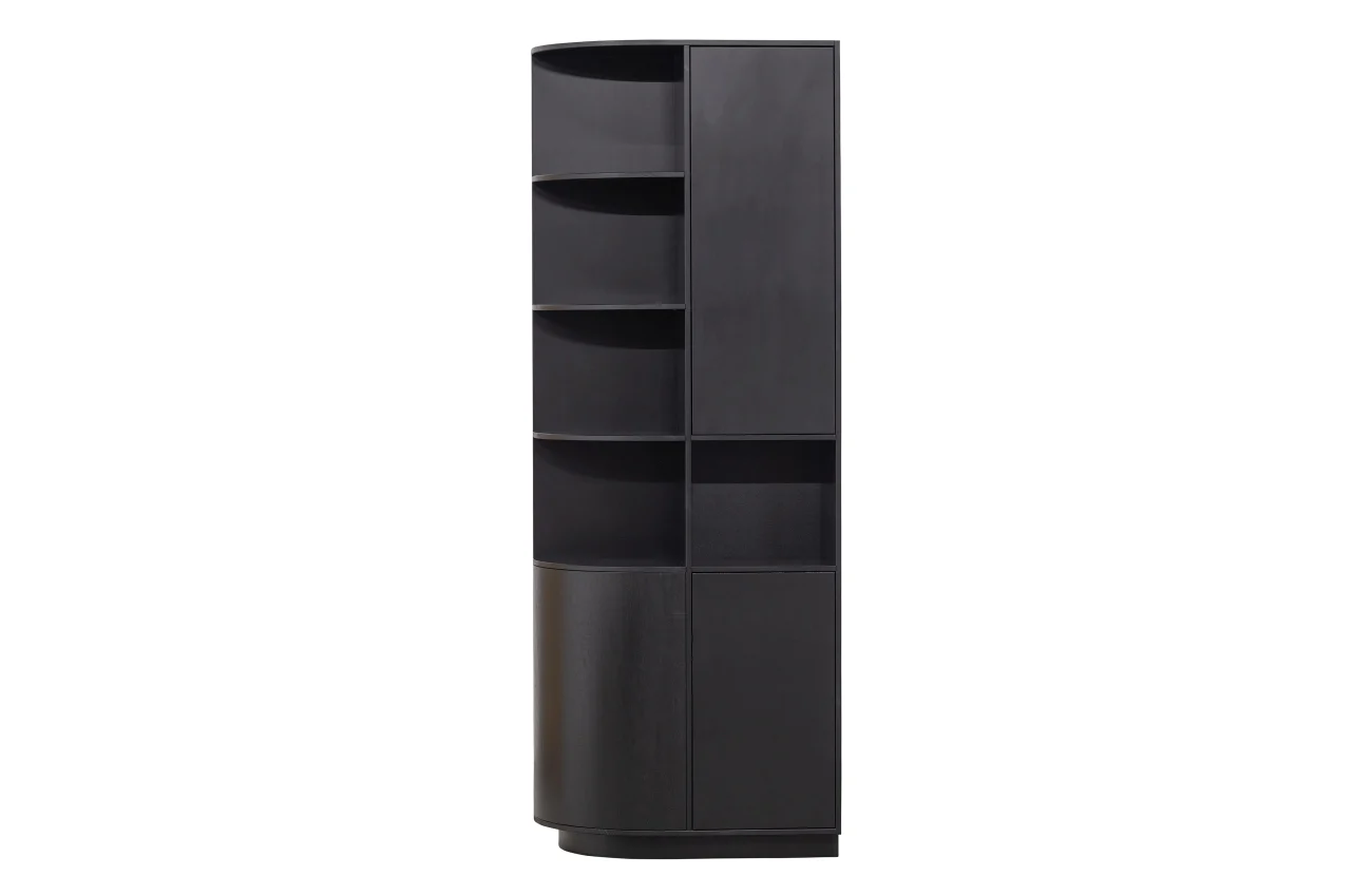 Schrank Finca aus Kiefernholz, modern mit Push-to-Open, schwarz, 3 Türen, schwebendes Design