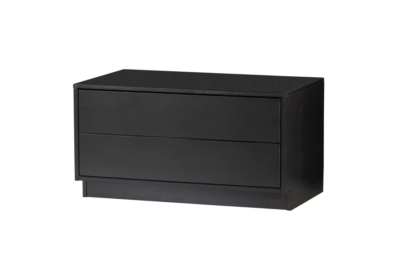 TV Board Finca aus Kiefernholz, modern, schwarz, 70 cm, Push-to-Open-System, FSC-zertifiziert