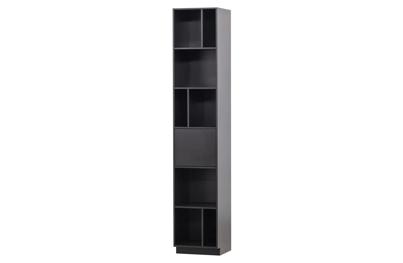 Regal Finca aus Kiefernholz, modern, schwarz, 40 cm breit, mit push-to-open Tür