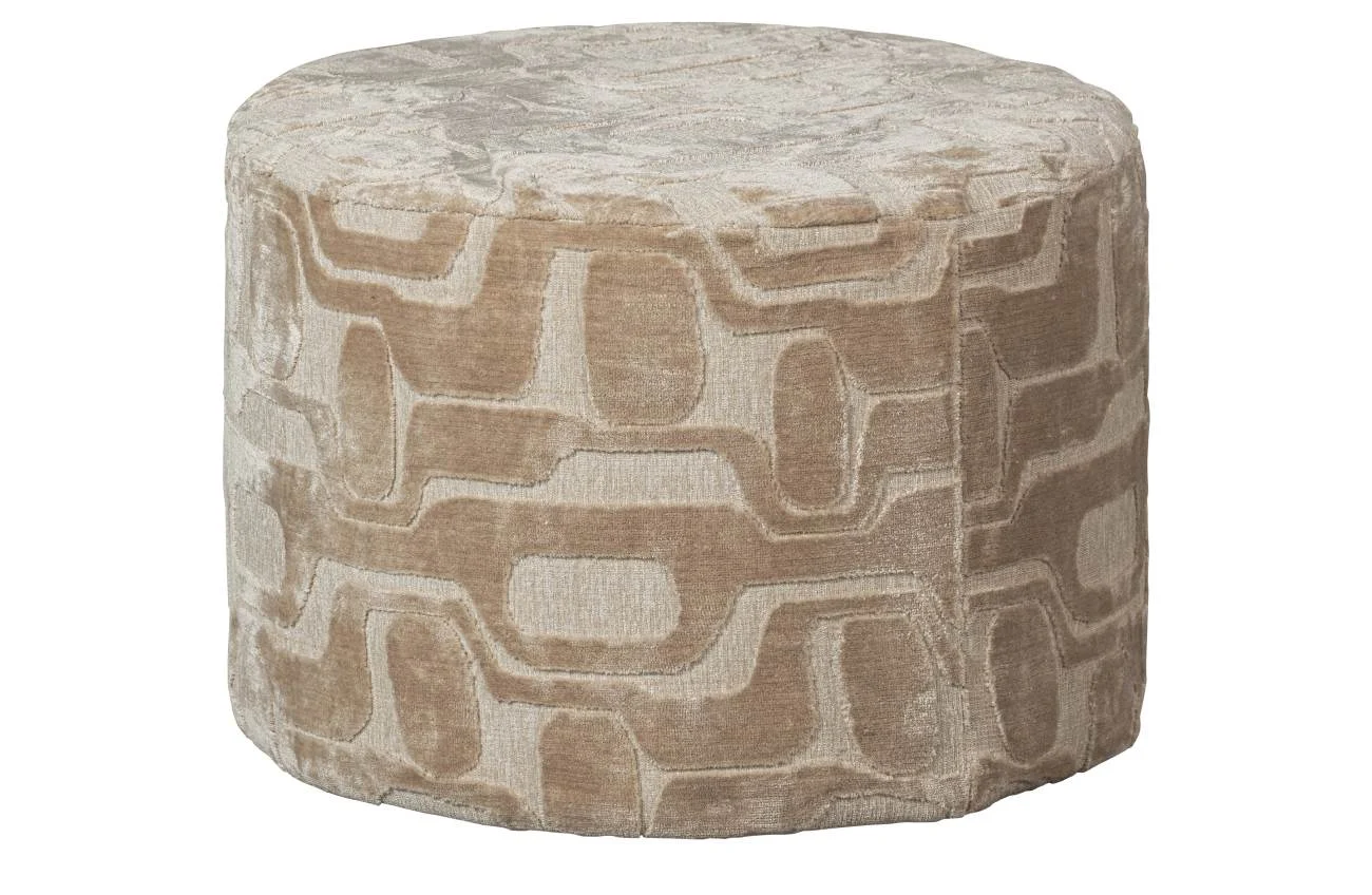 Hocker Yago aus Stoff, rundes Design, modern, Natur, Ø 60 cm, weich gepolstert - Woood