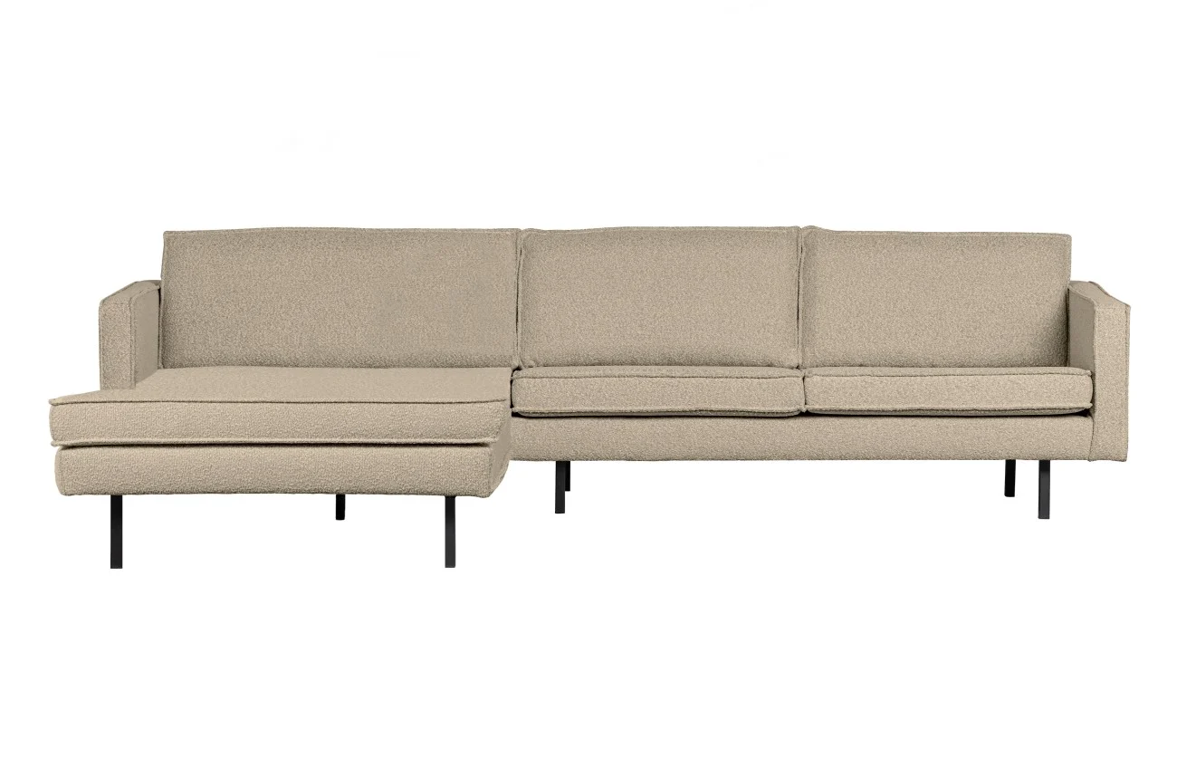 Chaiselongue Rodeo Bouclé, modern und gepolstert, links, Beige, eleganter Komfort für Dein Zuhause - Woood