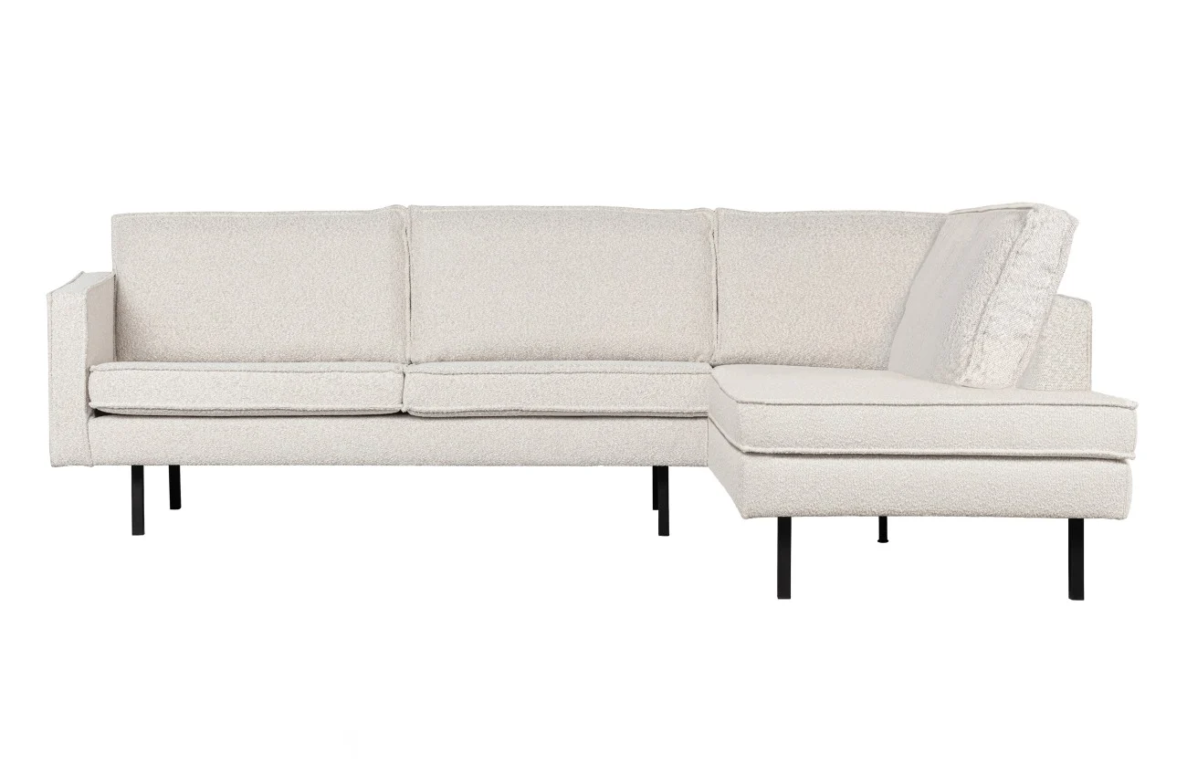 Ecksofa Rodeo aus Boucle, modern und komfortabel, Rechtsausführung, Farbe Natur, elegantes Design - Woood