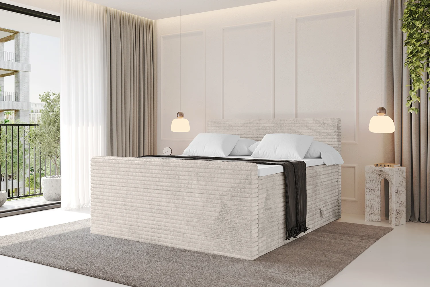 Boxspringbett TOLO-Z KING-v1 Creme - Tilia 01 120x200 cm