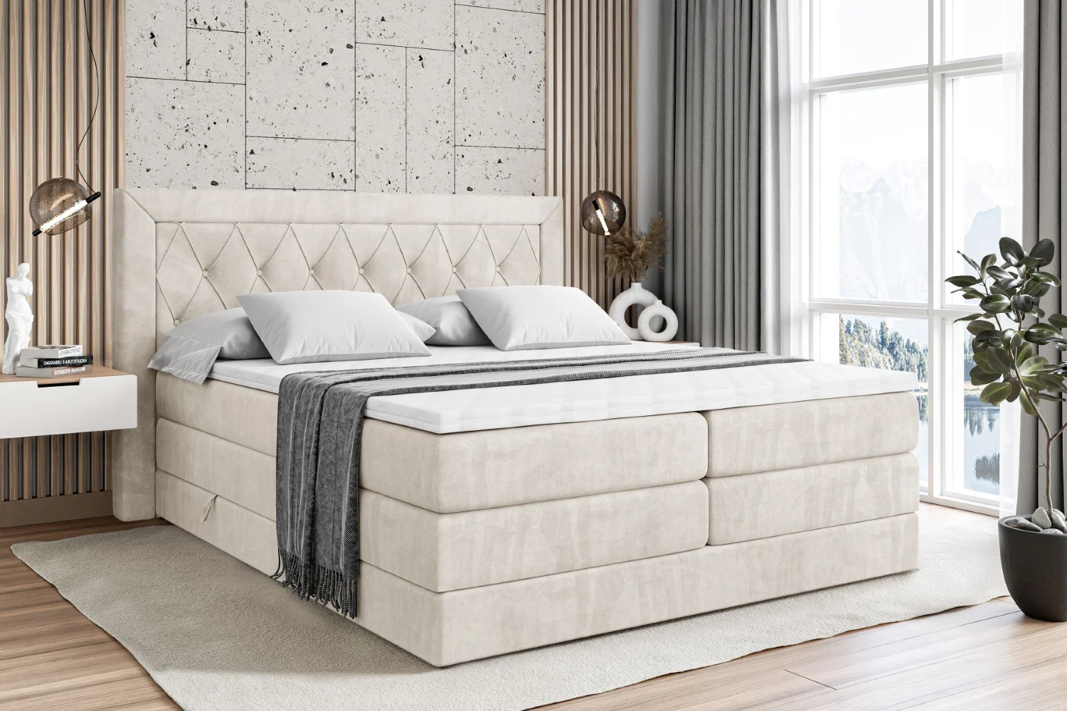 Boxspringbett NOEL KING Beige - Casablanca 2301 120x200 cm