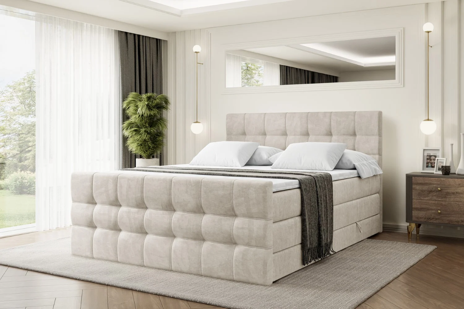 Boxspringbett BERO-Z KING Beige - Casablanca 2301 120x200 cm