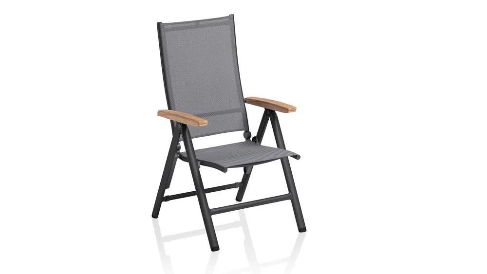 Kettler Cirrus Multipositionssessel Aluminium/Outdoorgewebe Teak Armlehnen