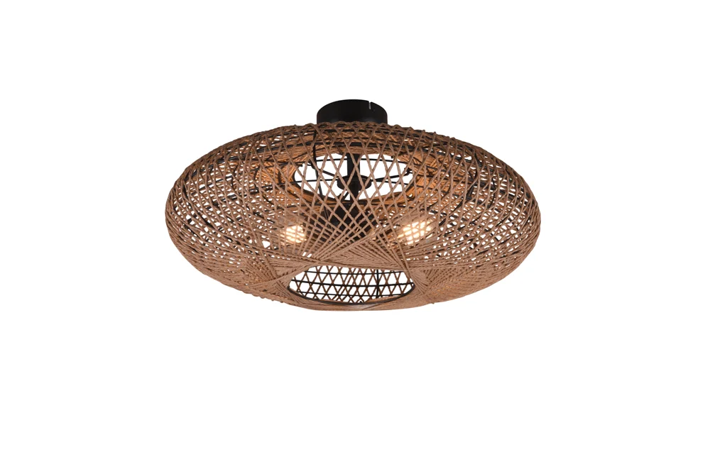 Trio Hedda Deckenleuchte Metall/Sisal Schwarz matt/Natur