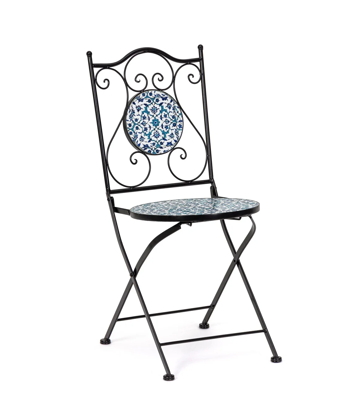 Gartenstuhl Samos 2er-Set aus Metall und Keramik, klappbar, klassisch, mehrfarbig, Outdoor