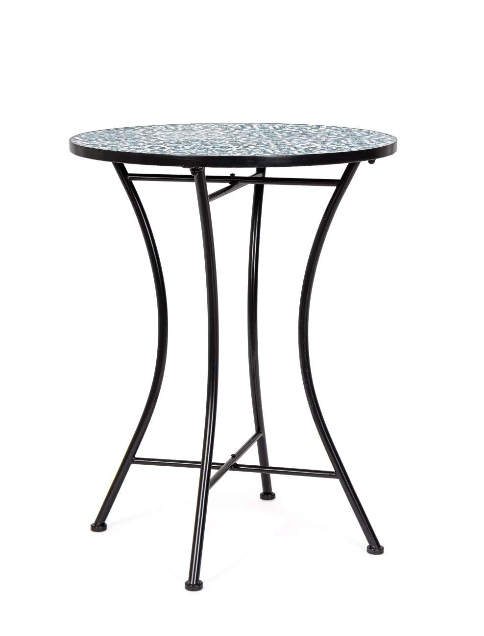 Gartenesstisch Samos aus Metall und Keramik, klassisch rund, schwarz, für 1–2 Personen, Ø 60 cm - Bizzotto