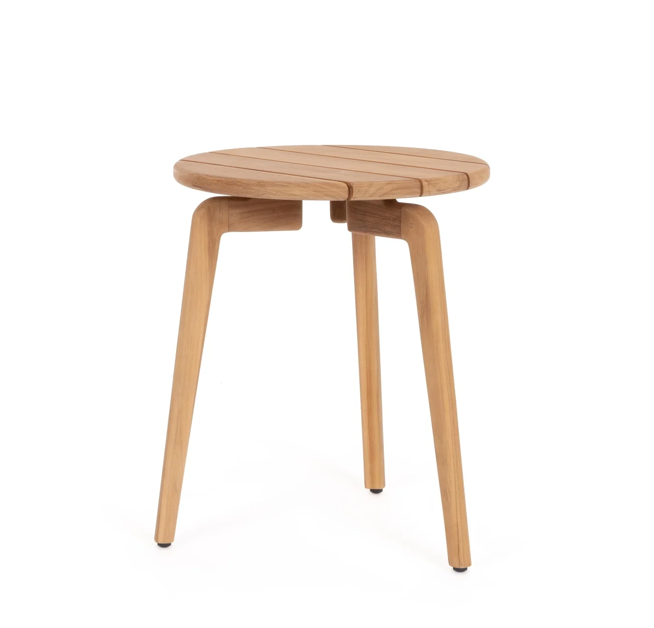 Gartenbeistelltisch Tamires aus Teakholz, skandinavischer Stil, rund, natur, Ø 45 cm - Bizzotto