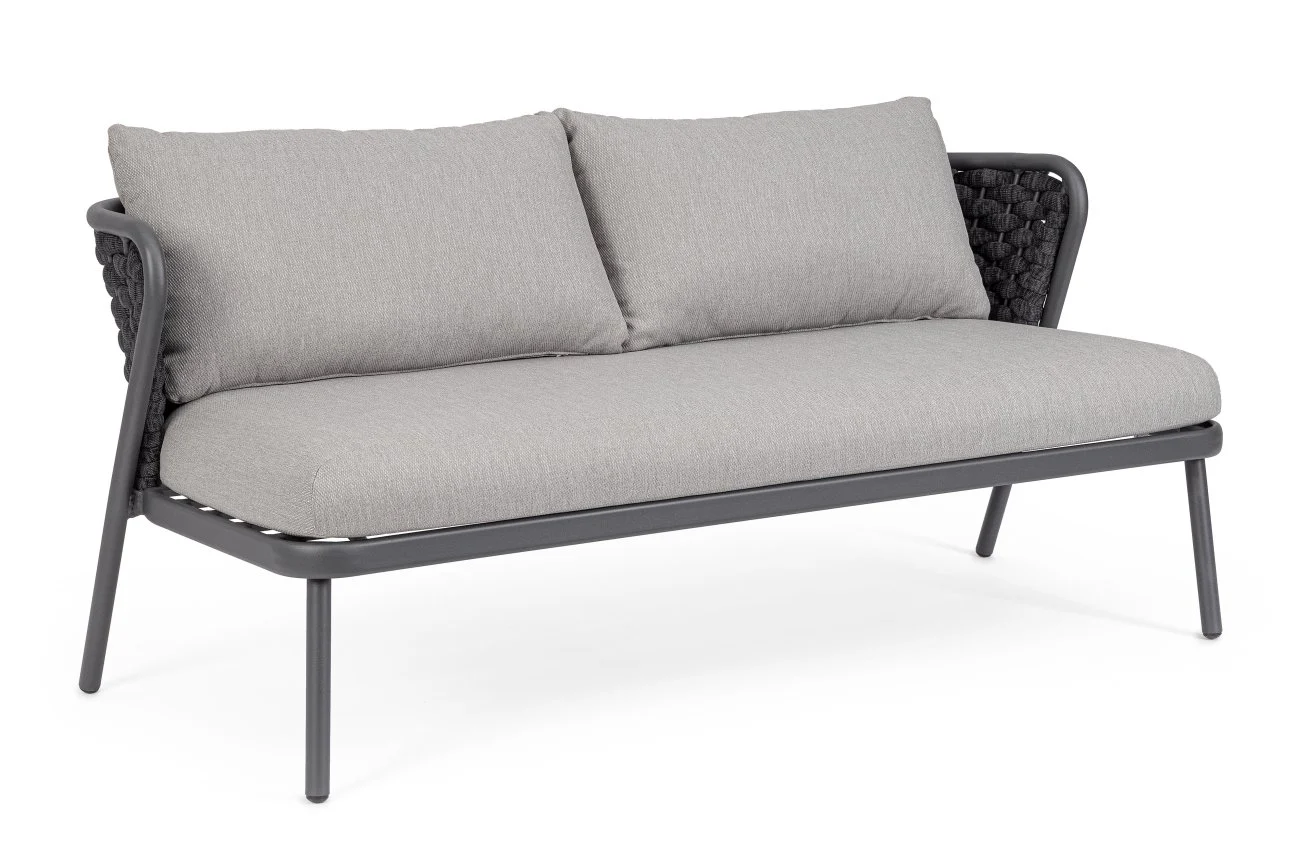 Gartensofa Harlow aus Aluminium, modernes Design, anthrazit, wetterfest, gepolstert, 2-3 Sitzplätze