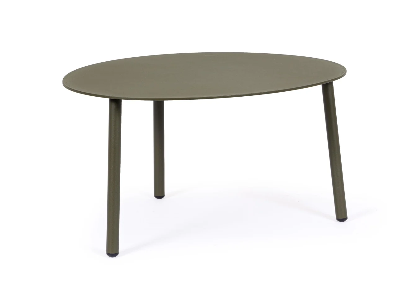 Gartencouchtisch Sparky aus Aluminium, organisches Design, olivegrün, wetterfest, 70x56 cm - Bizzotto