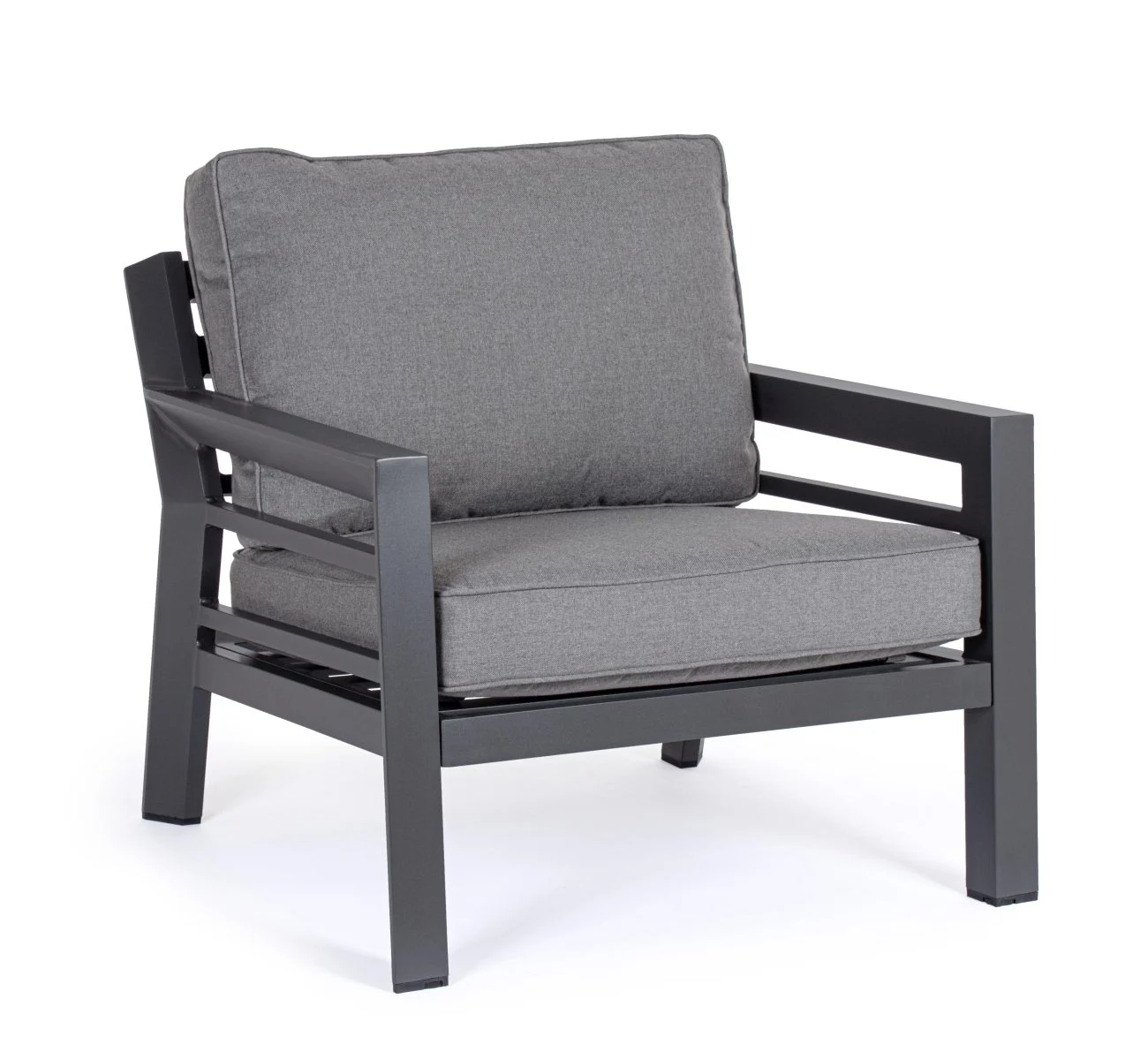 Gartensessel Hendrix aus Aluminium, modern gepolstert, anthrazit, Outdoor geeignet - Bizzotto