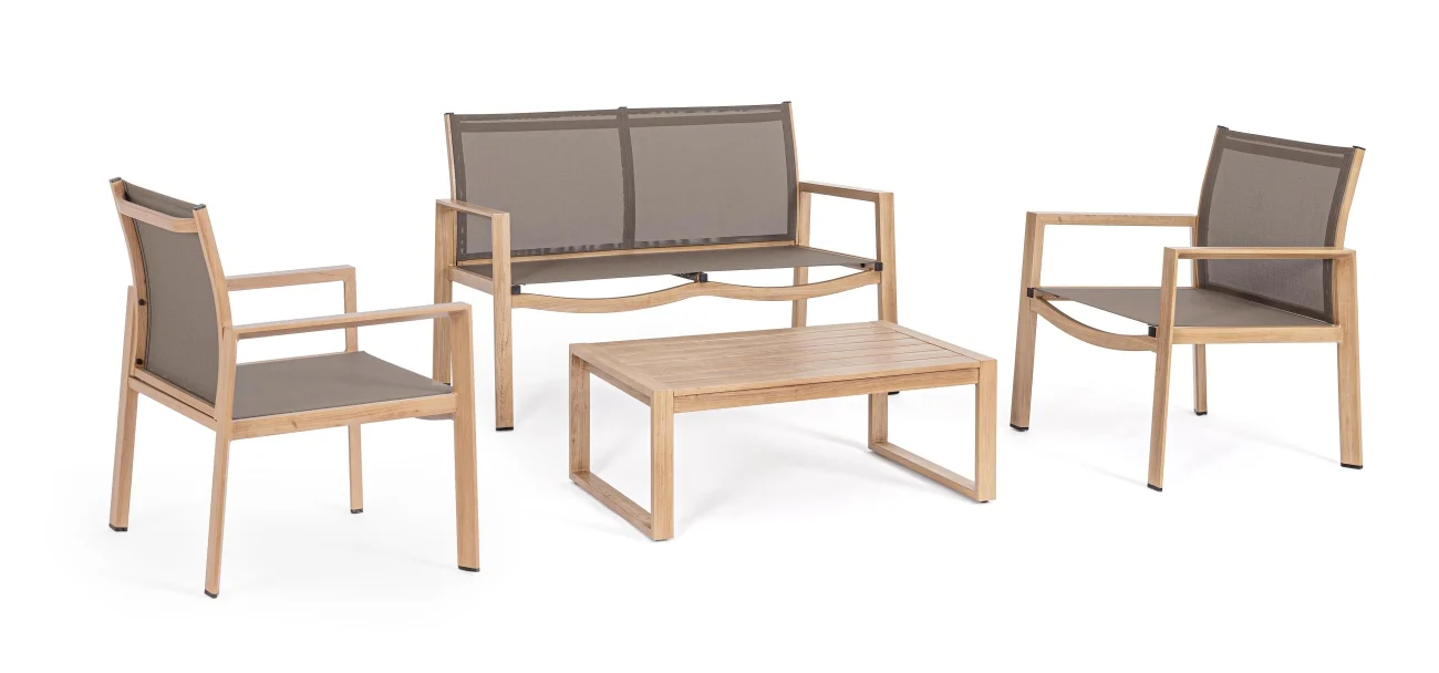 Garten-Set Kallen aus Aluminium, modern, 4-teilig, natur, pflegeleicht und robust