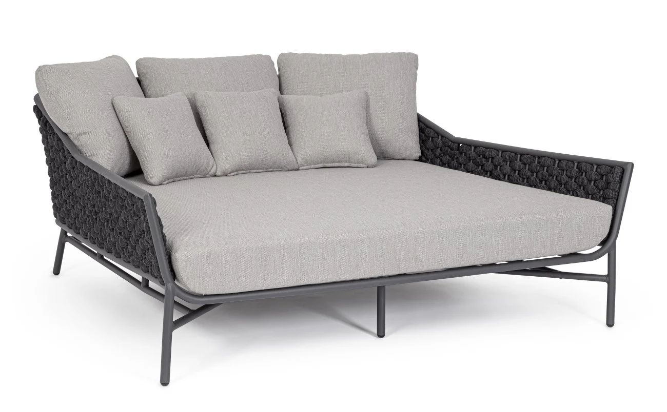 Gartendaybed Everly aus Aluminium, modern gepolstert, anthrazit, Outdoor geeignet - Bizzotto