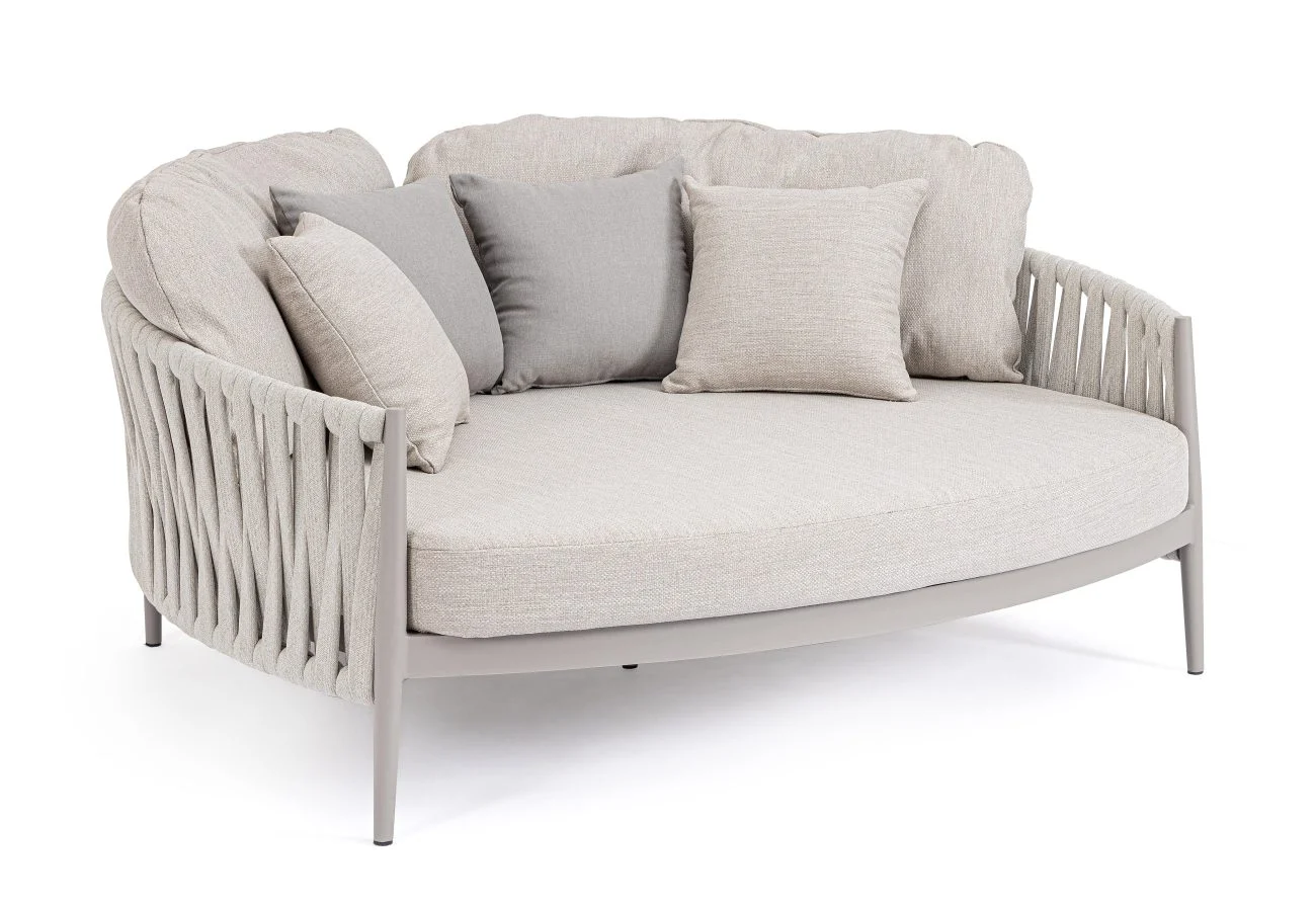 Gartendaybed Jacinta aus Aluminium, modern und gepolstert, Sand, Outdoor-Design für entspannte Momente