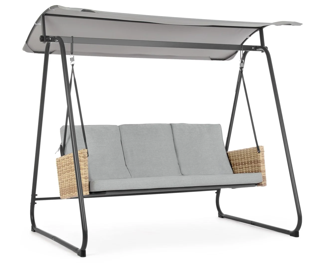 Gartenschaukel Easy aus Metall, modern gepolstert, Outdoor geeignet, grau, abziehbare Kissen - Bizzotto