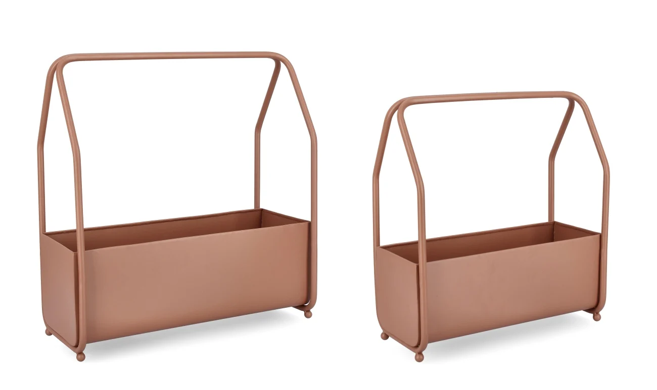 Blumenkasten Keyra 2er-Set aus Metall, modern, Braun, pulverbeschichtet für Outdoor