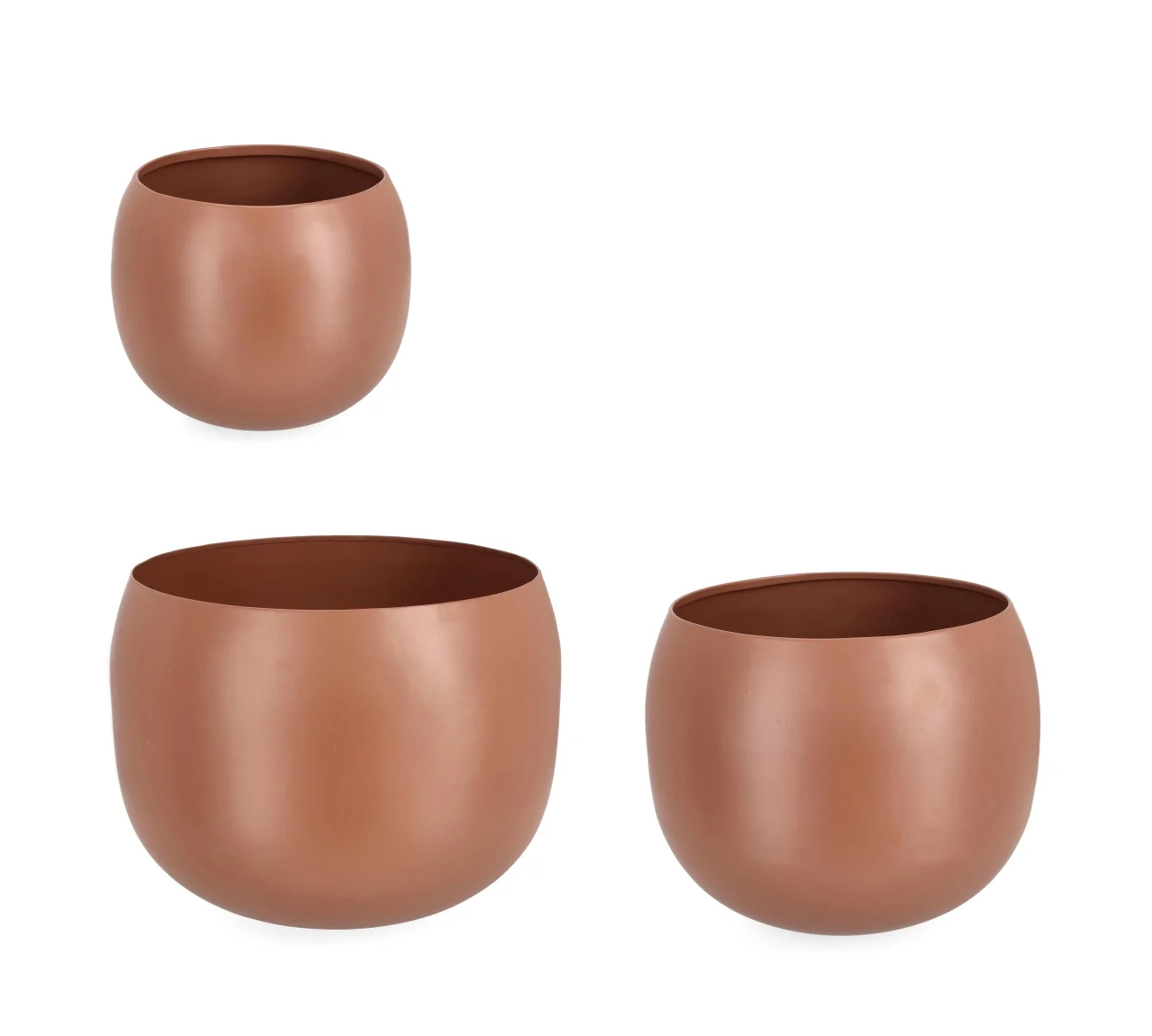 Gartenvase Keyra 3er-Set aus Metall, modern, braun, wetterfest für Outdoor und Indoor
