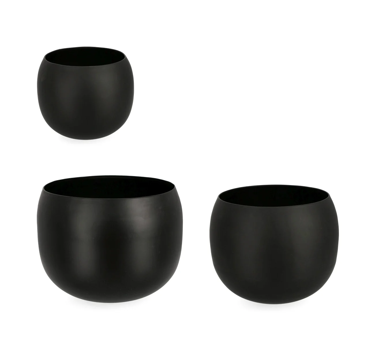 Gartenvase Keyra 3er-Set aus Metall, modern, schwarz, pulverbeschichtet für innen und außen