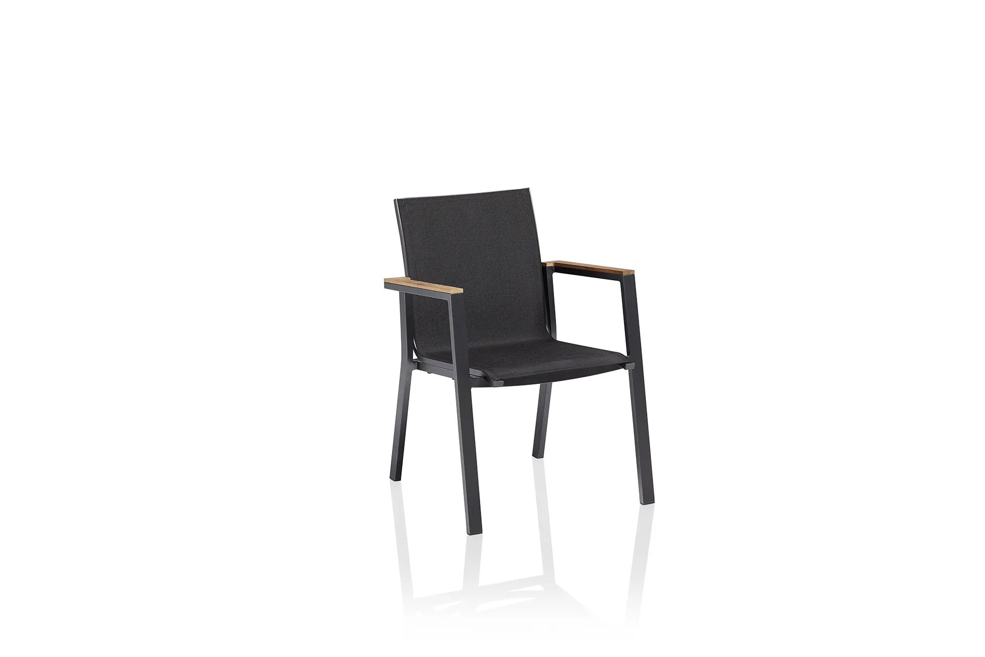 Kettler Rasmus Teak Stapelsessel Aluminium/Outdoorgewebe