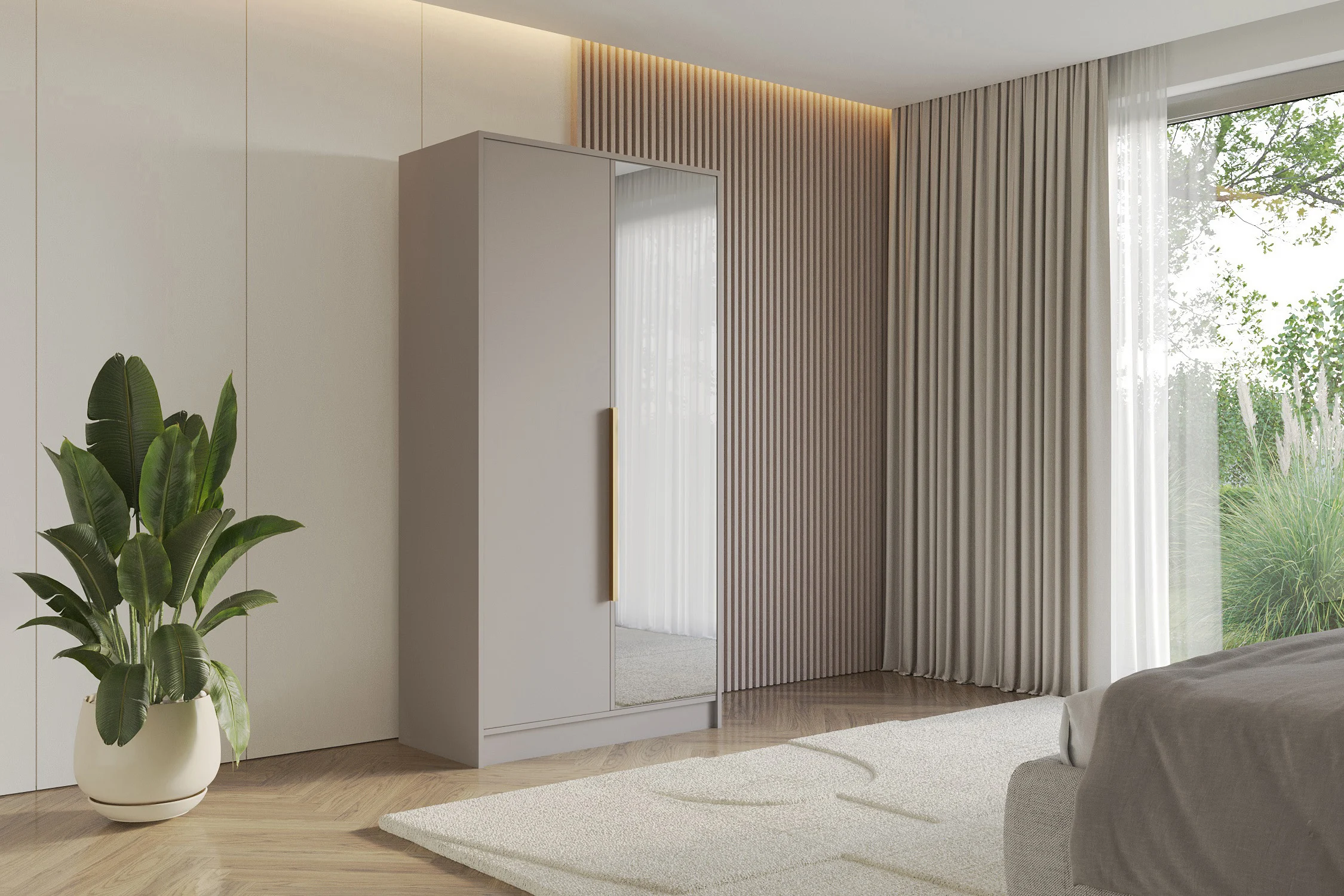 Drehtürenschränke LESE Kaschmir 102 cm x 51 cm x 200 cm - Altdecor