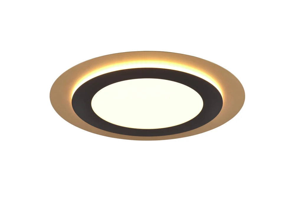 Trio Morgan Deckenleuchte LED Metall Schwarz-Gold integrierter Dimmer + Fernbedienung