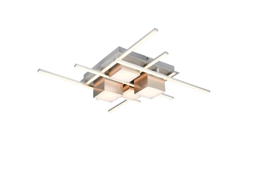 Trio Roger Deckenleuchte LED Metall Nickel matt Switch Dimmer